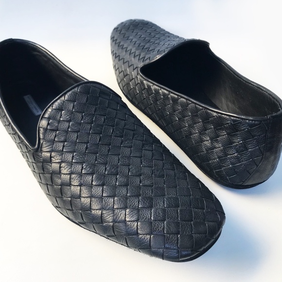 NEW! BOTTEGA VENETA BLACK LEATHER MADE IN ITALY LOAFER FLATE MEN\'S SIZE 42; US 9 main image 11